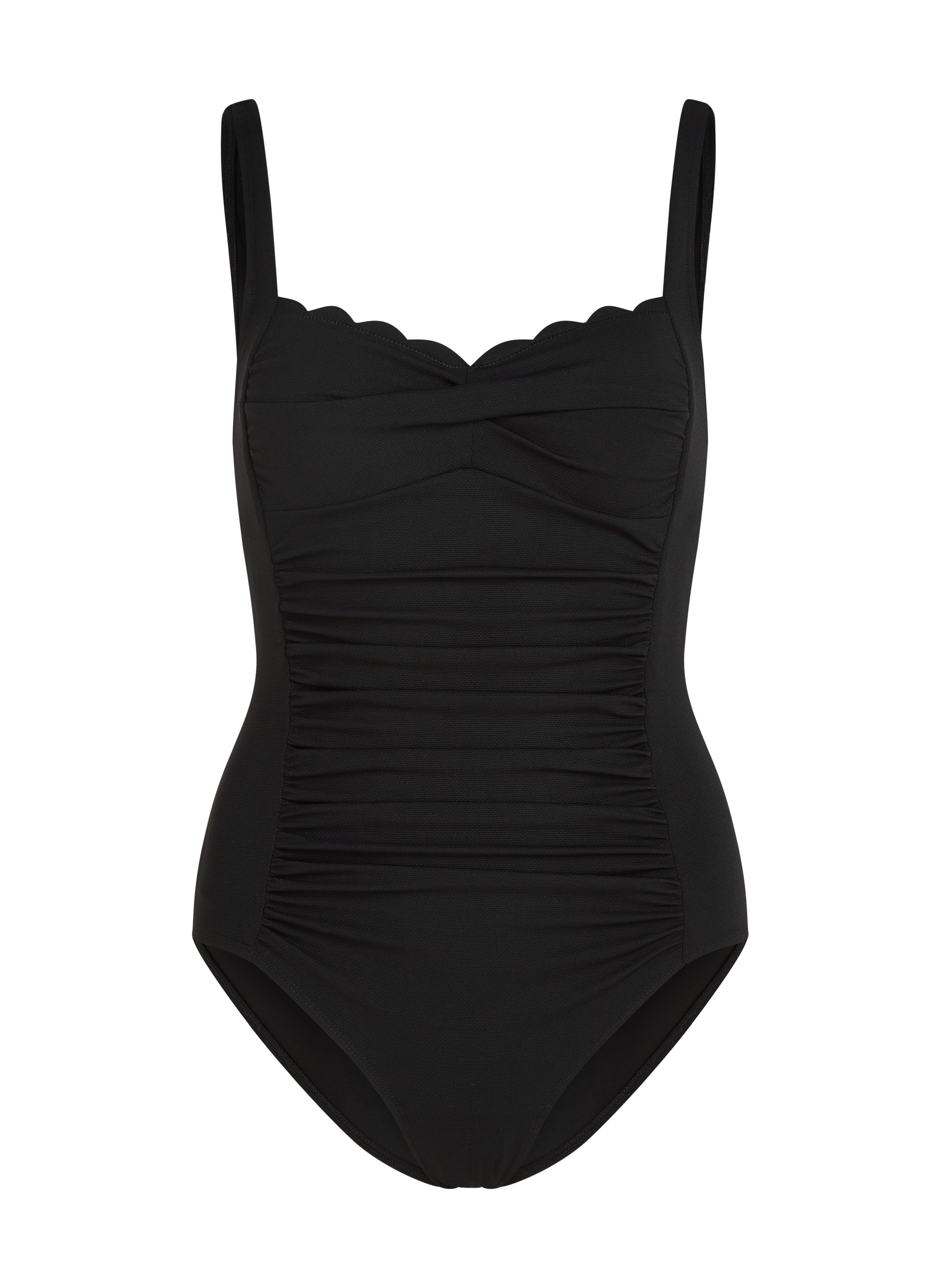 Shaping Scallop Swimsuit, Black, main