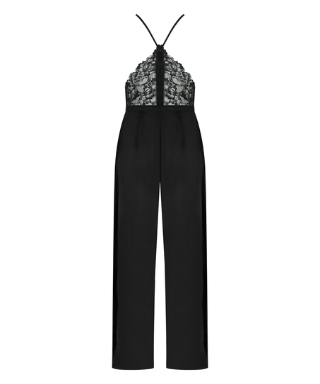 Gabriel Satin Lace Jumpsuit, Black