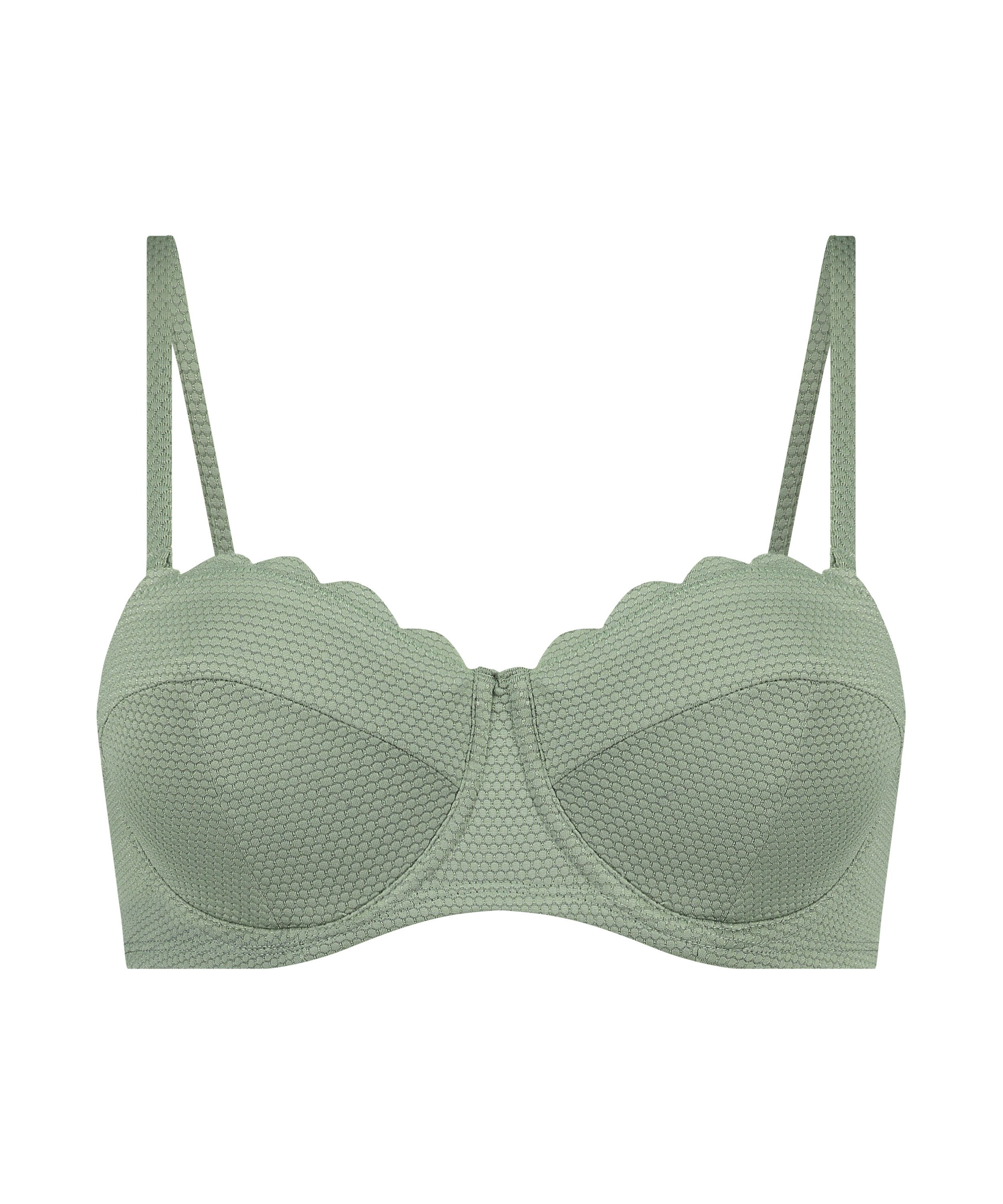Scallop Padded Strapless Underwired Bikini Top Cup E +, Green