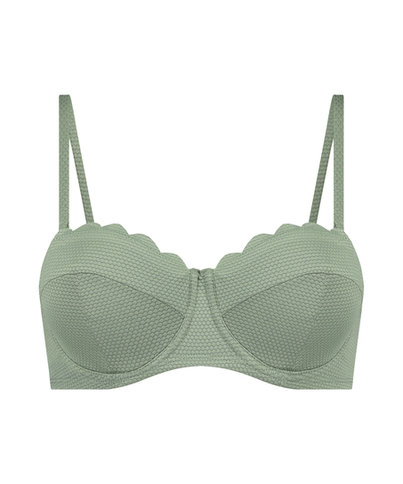Scallop Padded Strapless Underwired Bikini Top Cup E +, Green