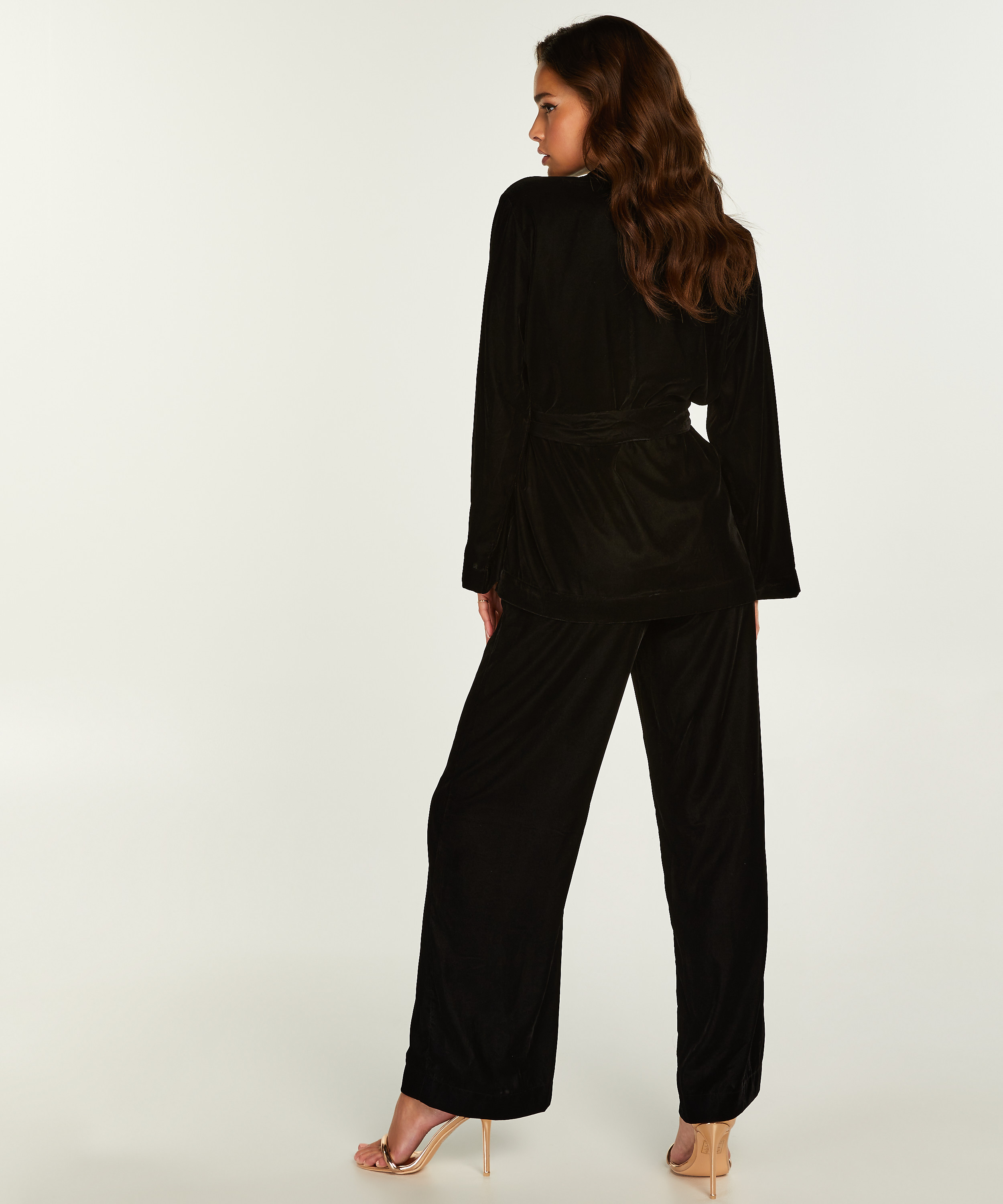 Petite Velvet Palazzo Trousers Lucy Hale, Black, main