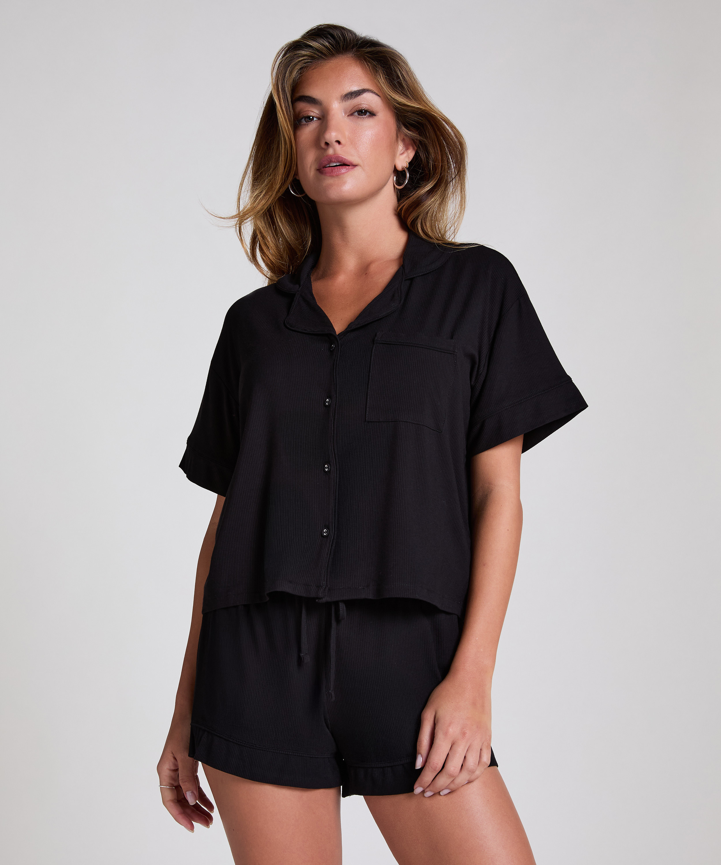 Short Sleeve Velour Jacket, Black, main