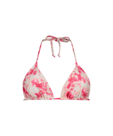 Tie Dye Triangle Bikini Top, Pink