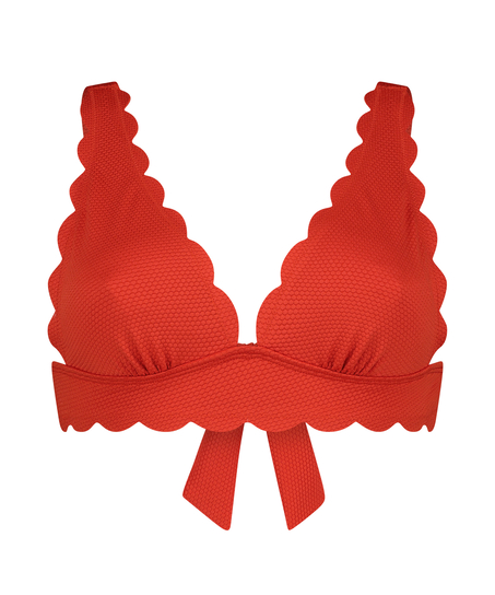 Scallop triangle bikini top, Red