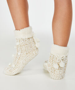 Lurex slipper socks, White
