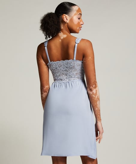 Nora Lace Slip Dress, Blue
