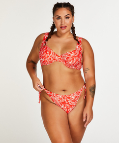 Paisley non-padded underwired bikini top, Red