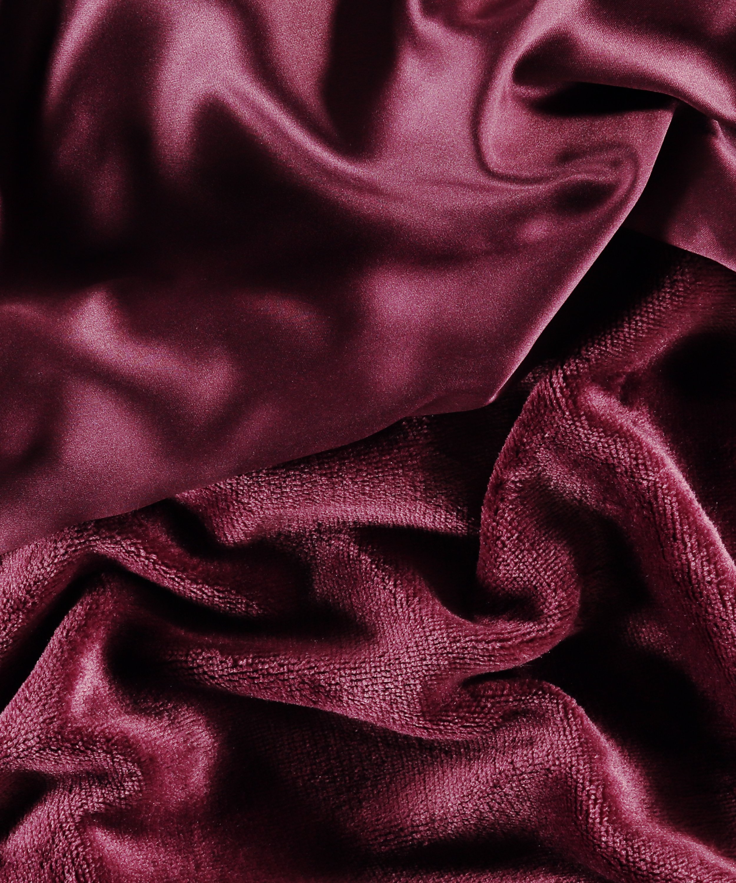 Satin Fleece Bathrobe, Purple, main