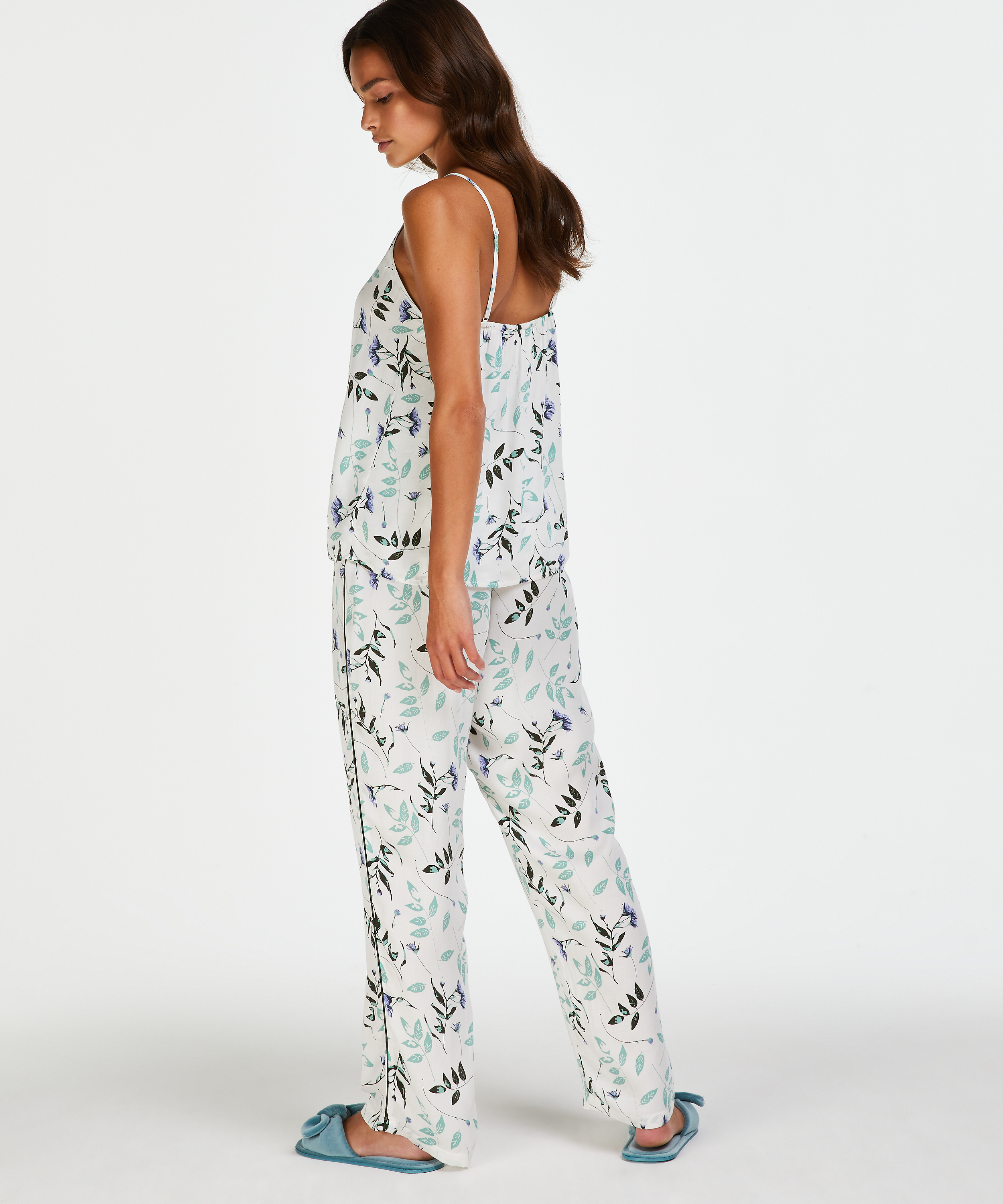 Pressed leaves cami, White, main