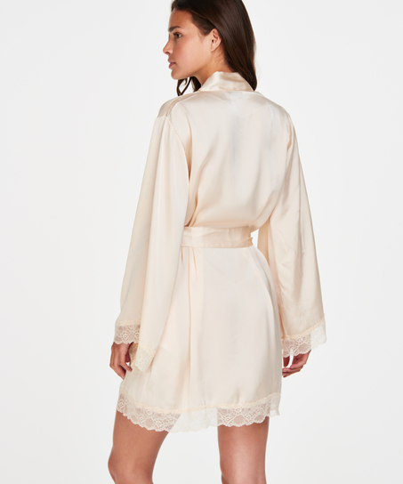 Meili Satin Kimono, Beige