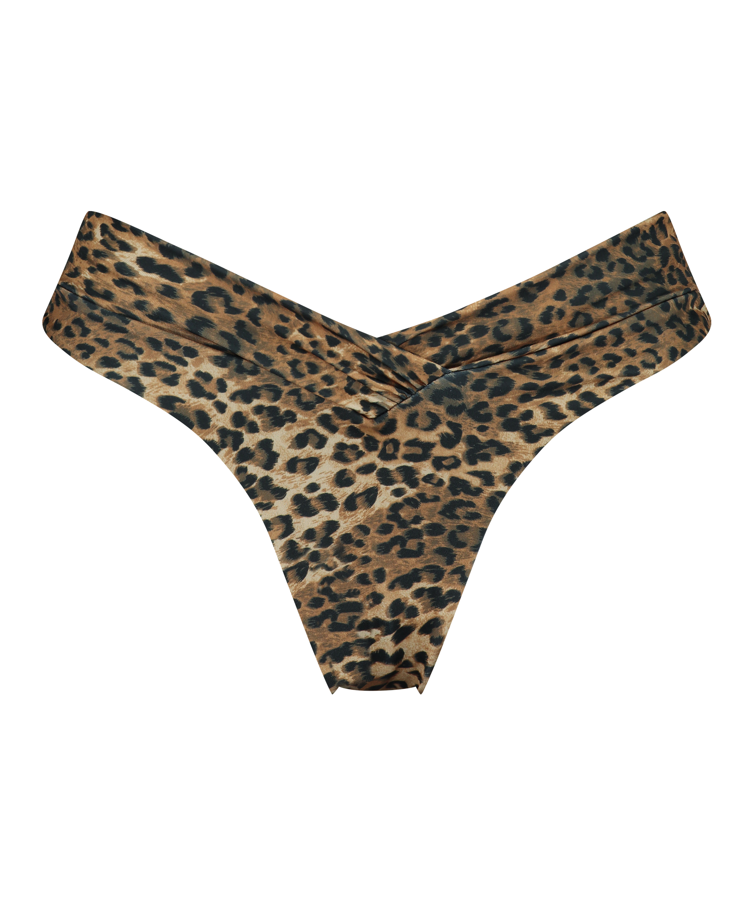 Leopard High Leg Bikini Bottoms, Brown, main