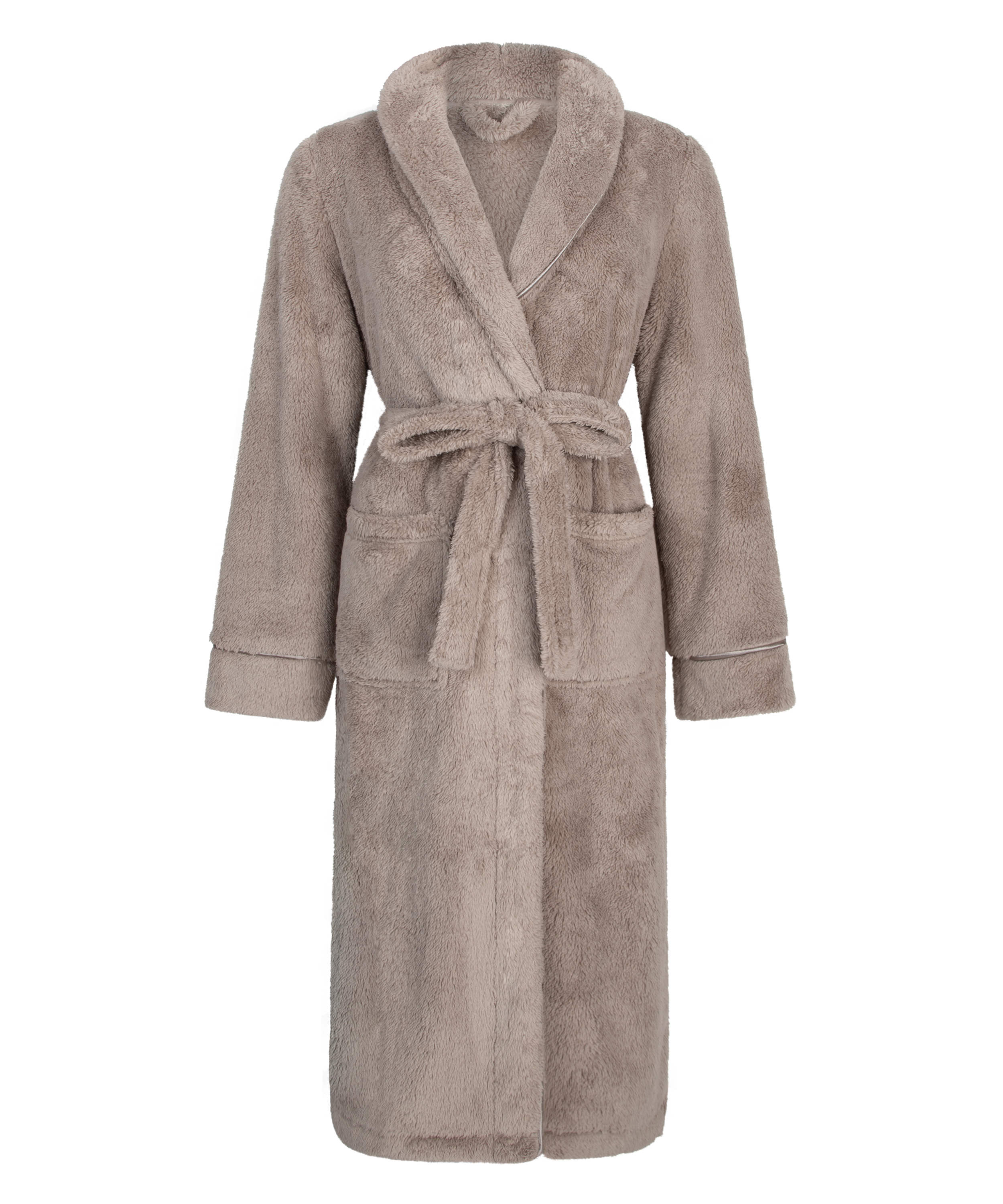 Fleece Bathrobe, Beige, main