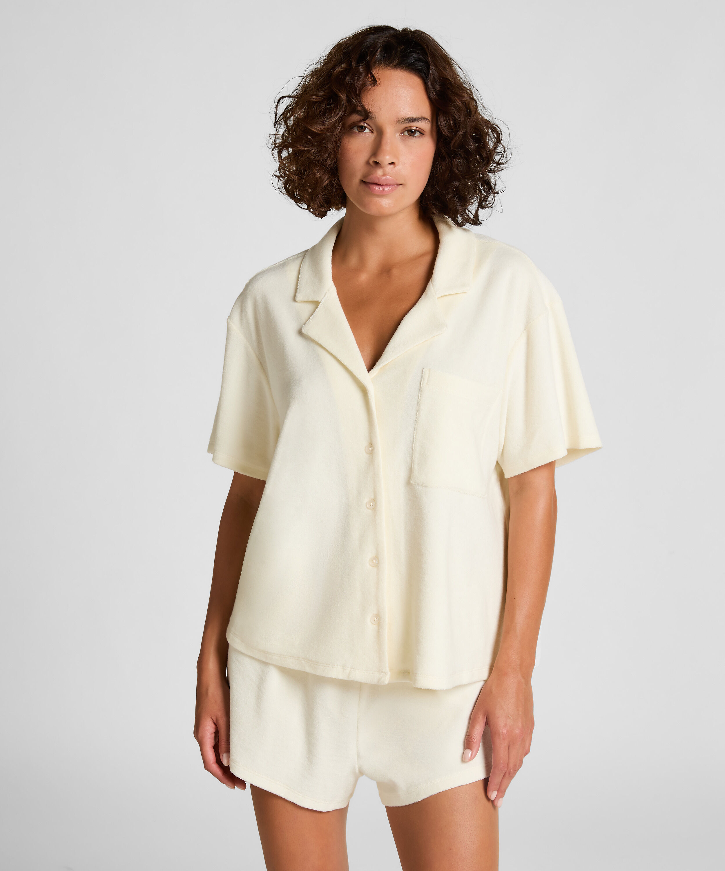 Towel Texture Button-Up Shirt