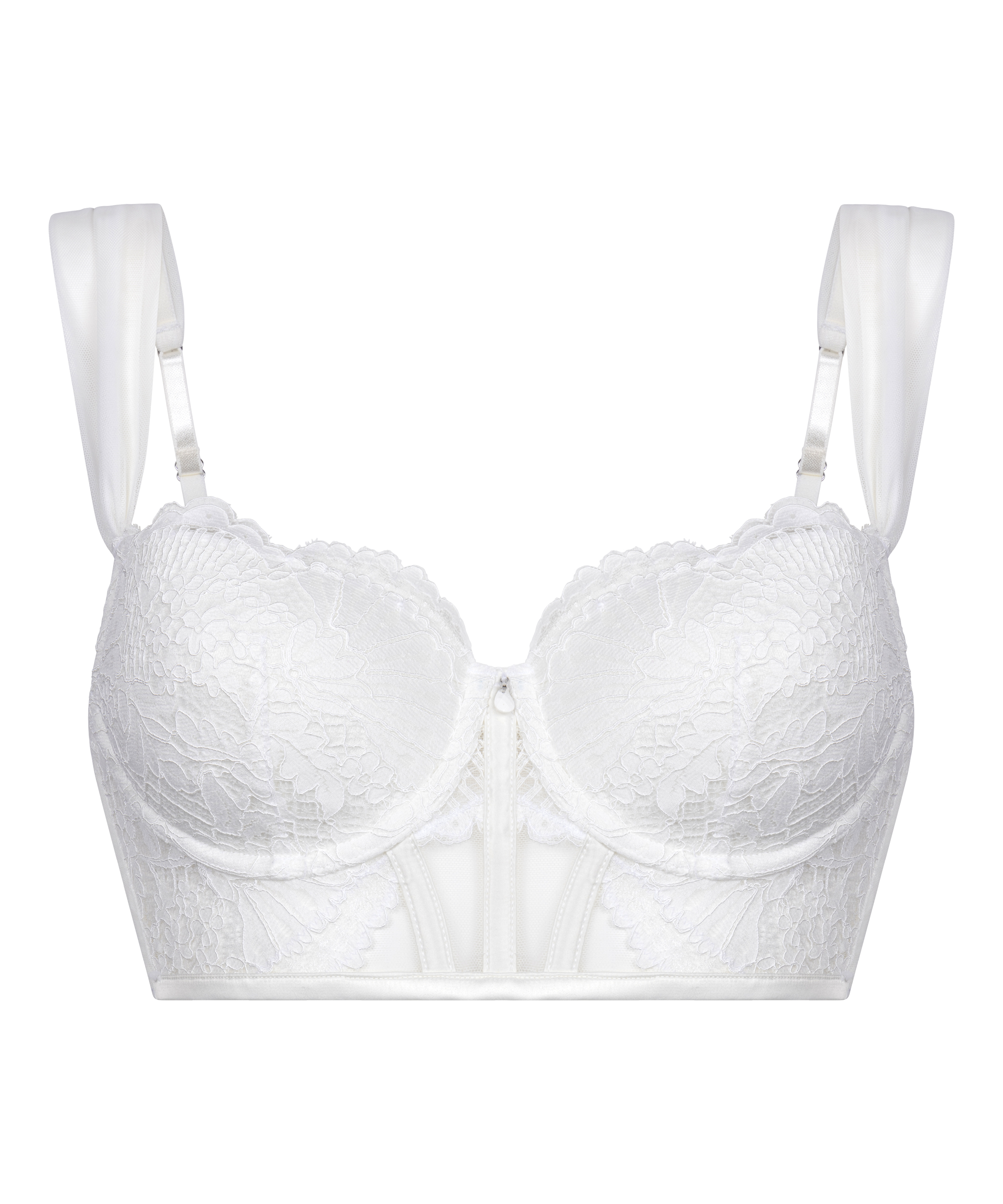 Whitney Padded Underwired Longline Bra, White, main