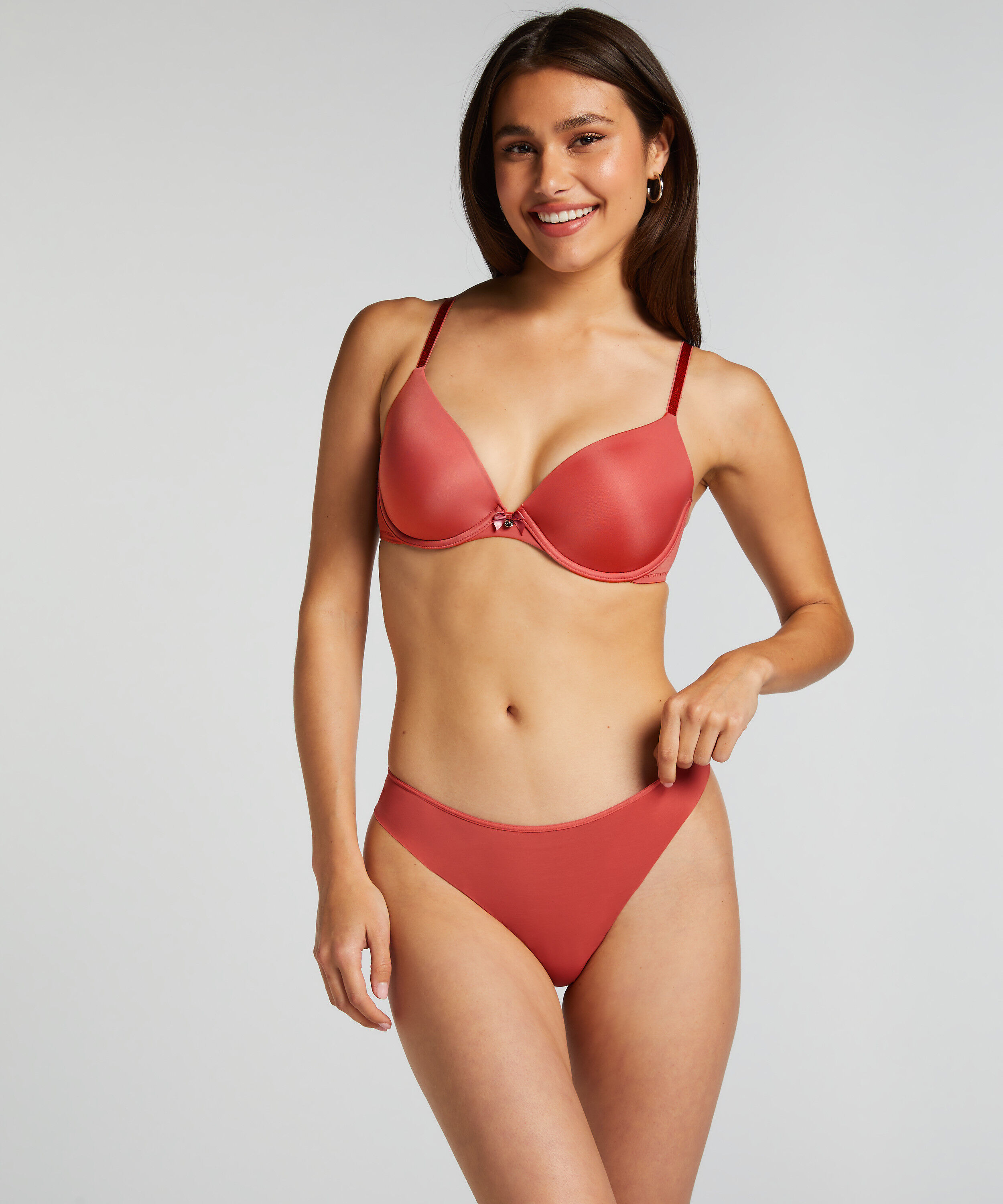 Lace Back Invisible Thong, Red