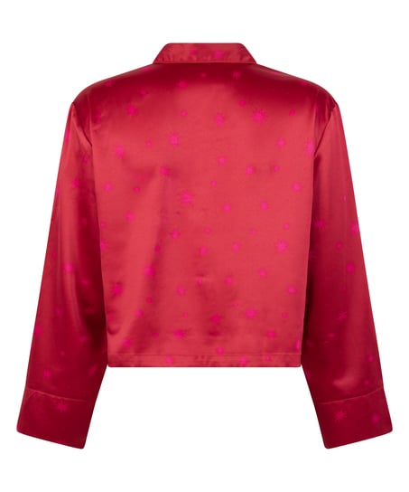 Satin Long-Sleeved Jacket, Red