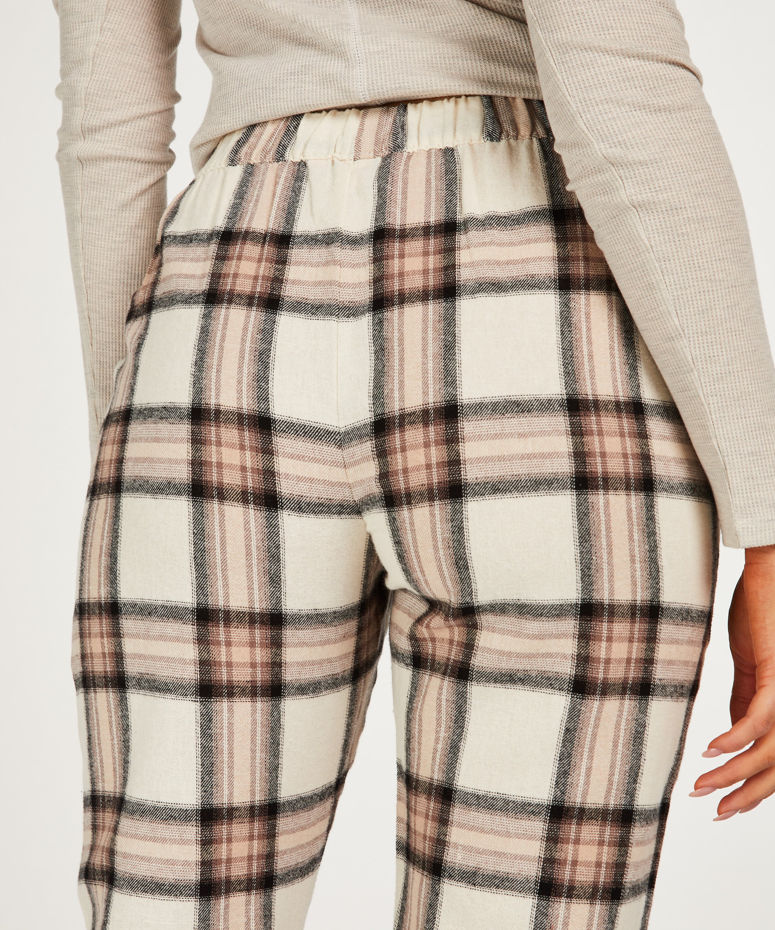 Petite Twill Check Pyjama Pants, Beige, main