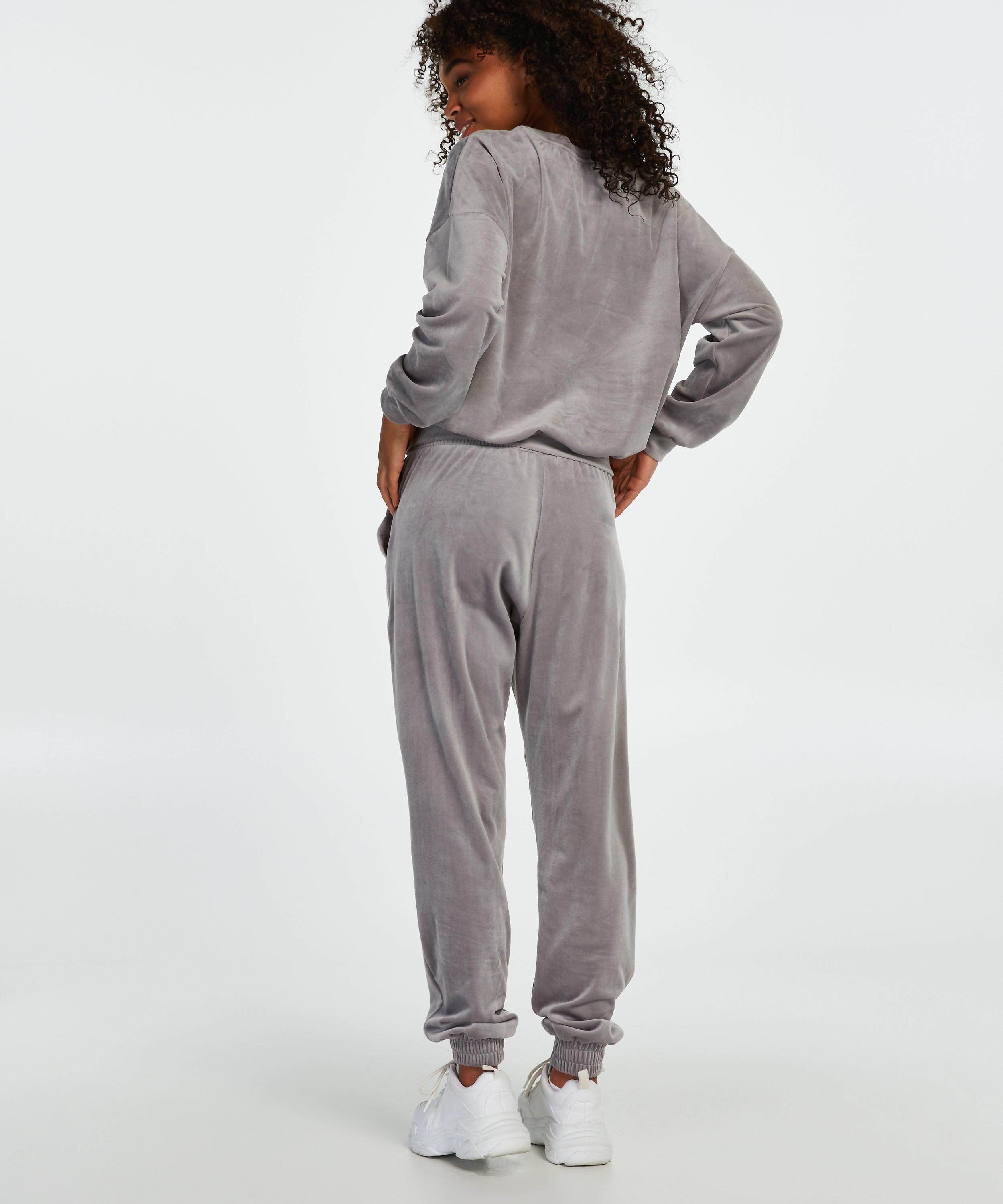 Tall Velours Jogging Bottoms, Grey, main