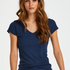 Short sleeve rib pyjama top., Blue