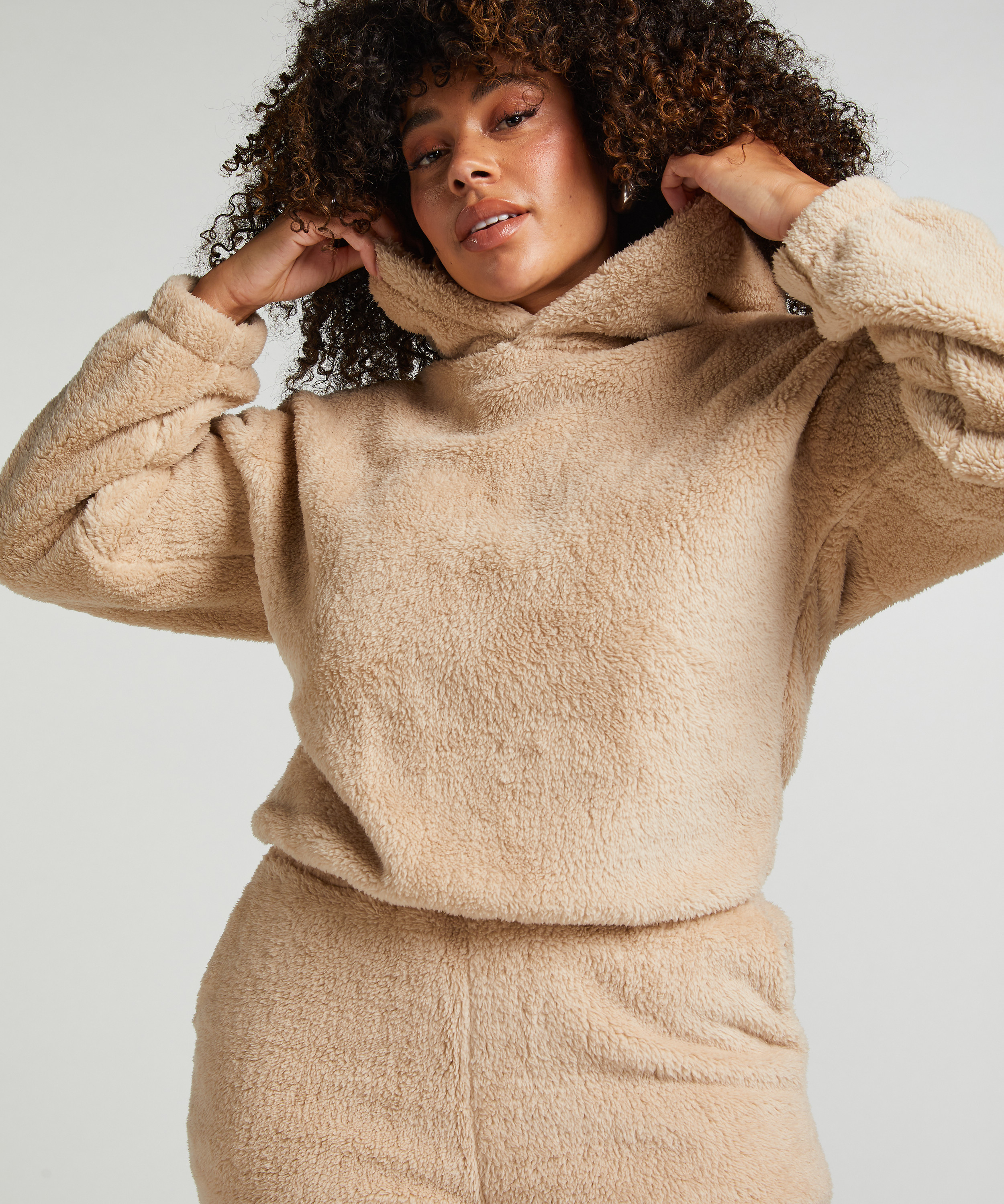 Snuggle Hoodie Fleece, Beige, main