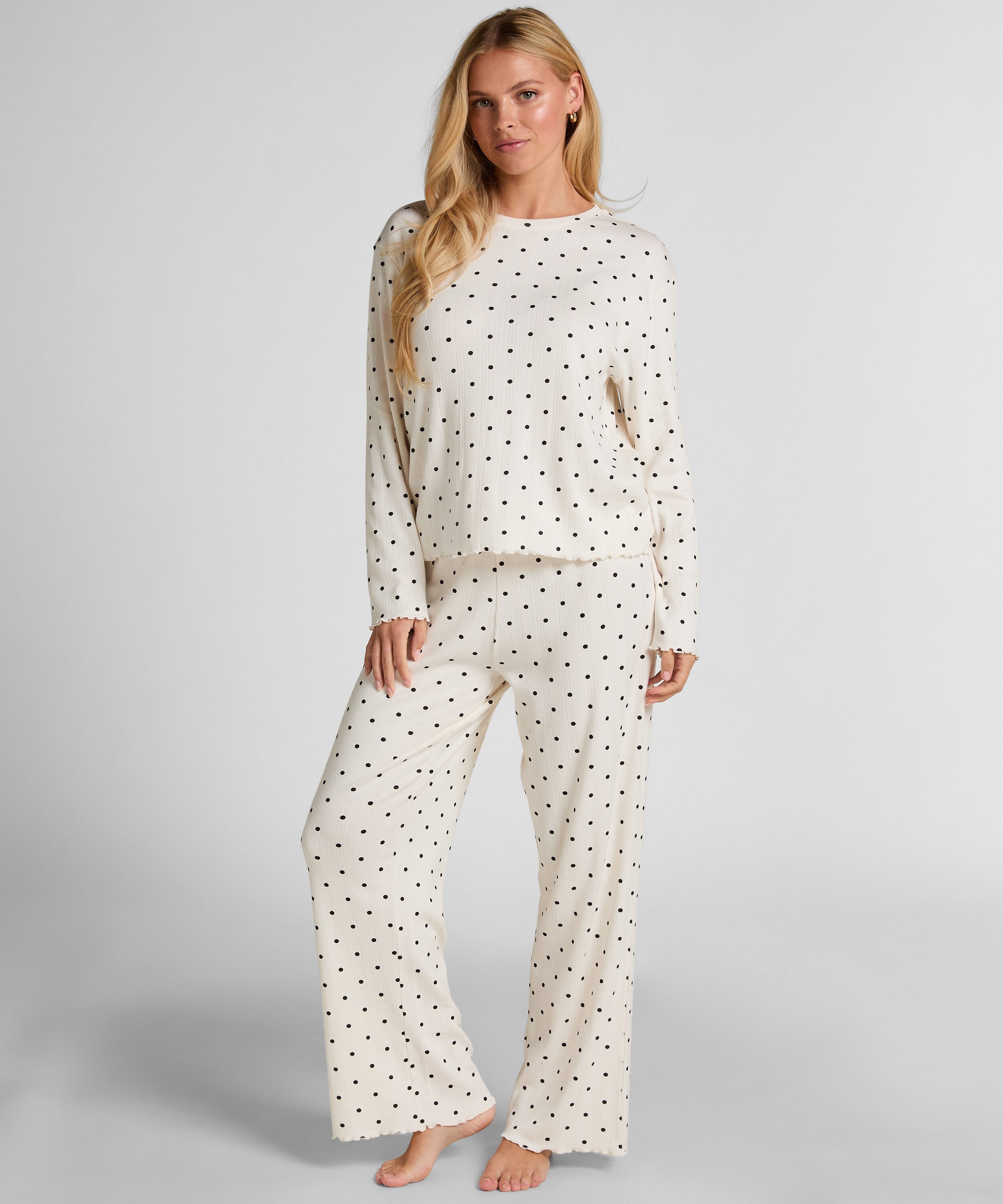 Pyjama Pant Loose Pointelle, White Pyjama Pant Loose Pointelle, White