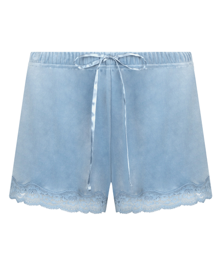 Velvet lace shorts, Blue