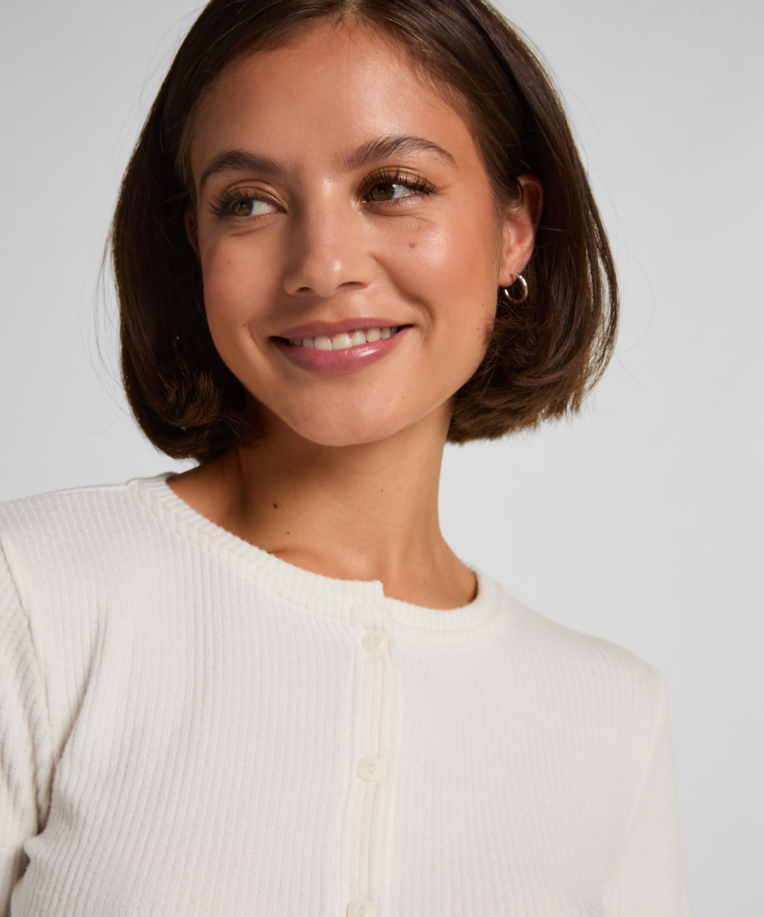 Cardigan Ribbed Jersey, White, main