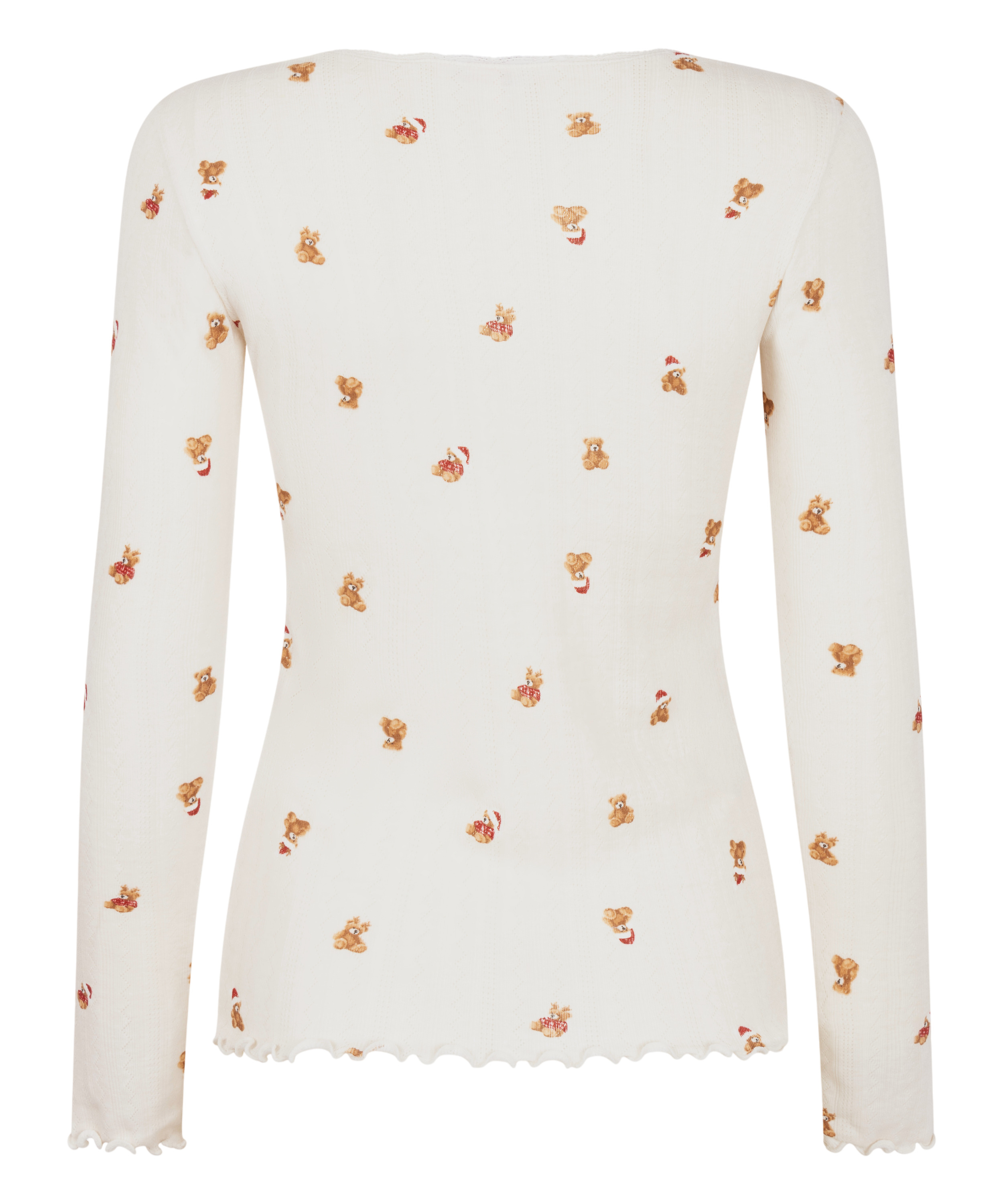 Pointelle Pyjama Top, White, main