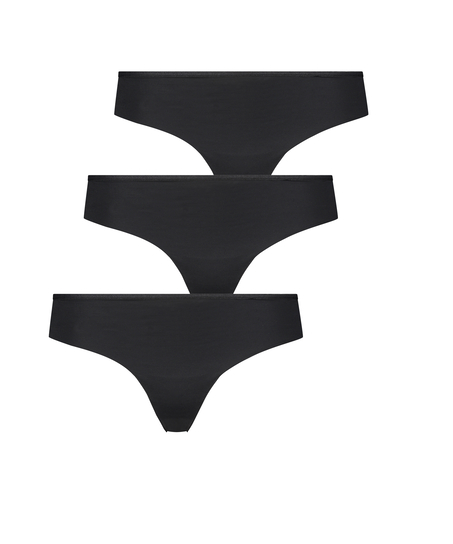 3-Pack Invisible Thong, Black