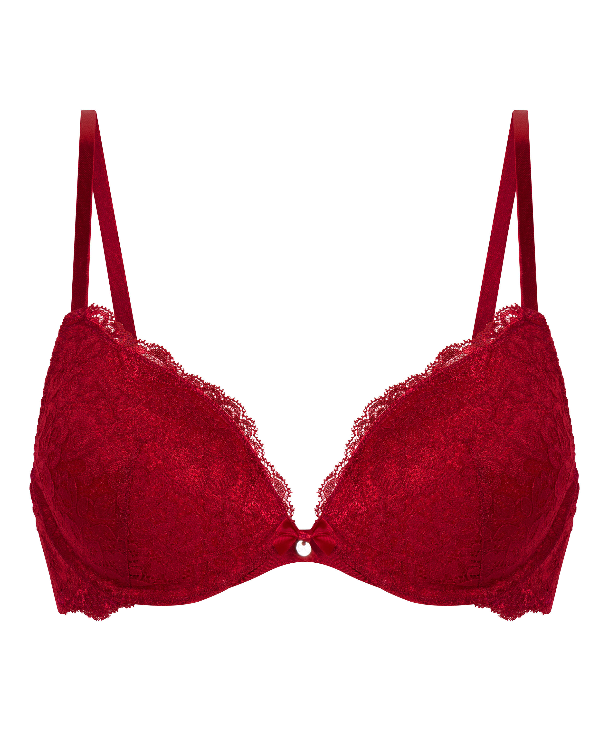 Marine Padded Underwired Push-Up Bra, Red