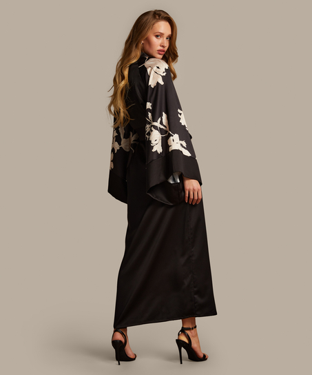 Bloom Satin Kimono, Black