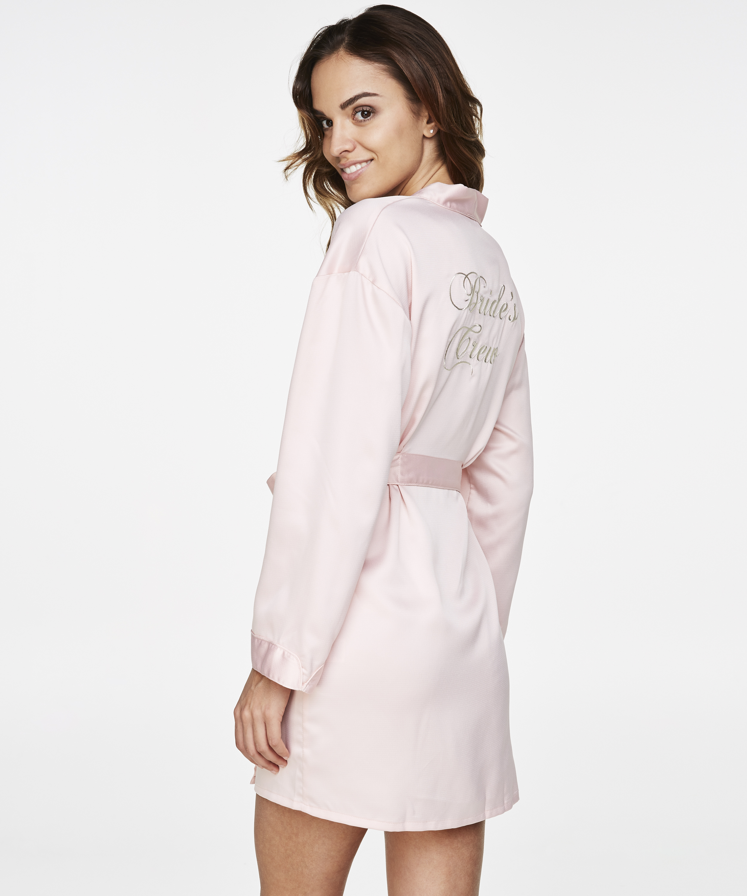Satin Kimono Brides Crew, Pink, main