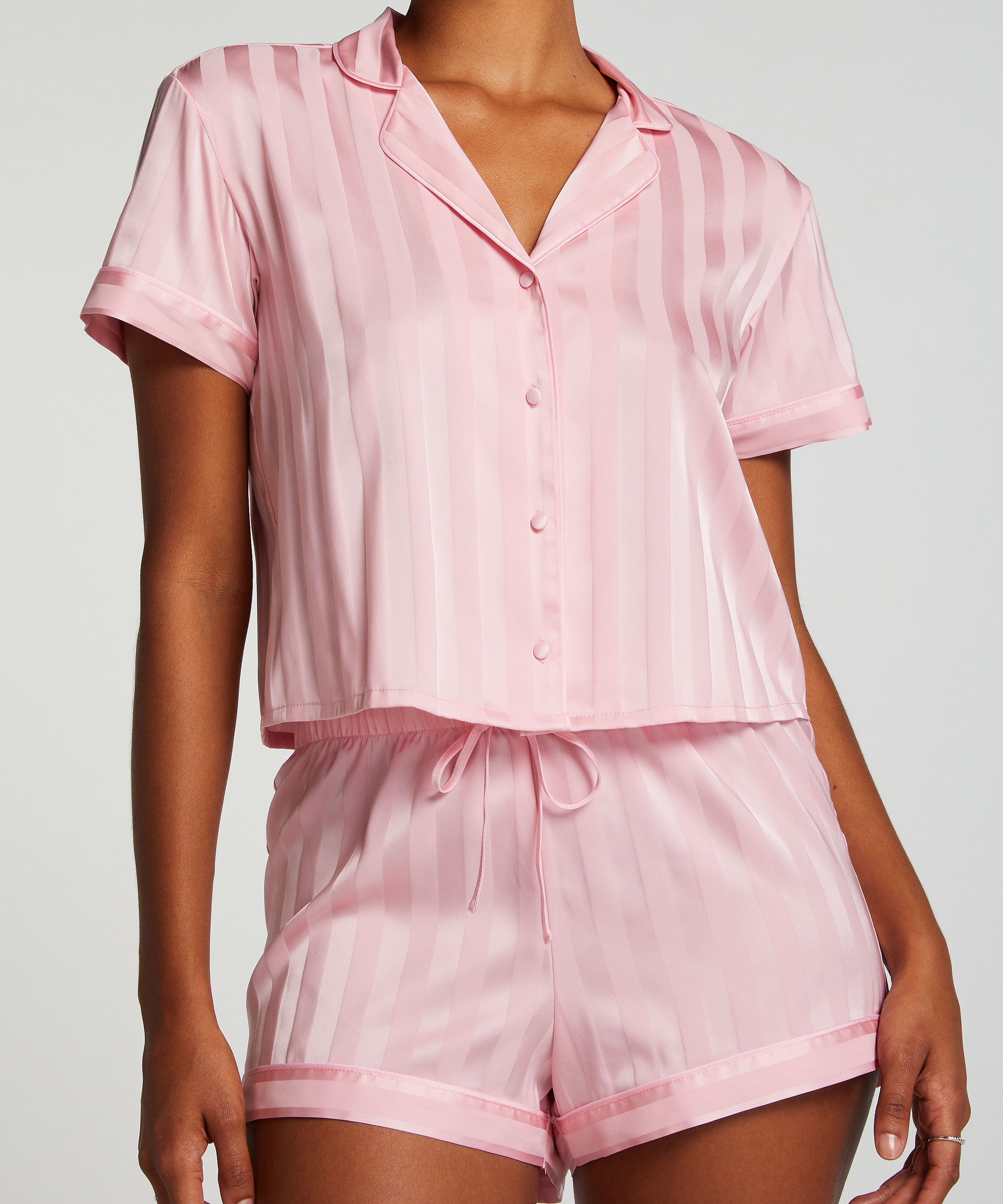 Satin Pyjama Set, Pink, main