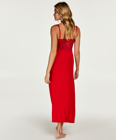 Long slip dress Modal lace, Red