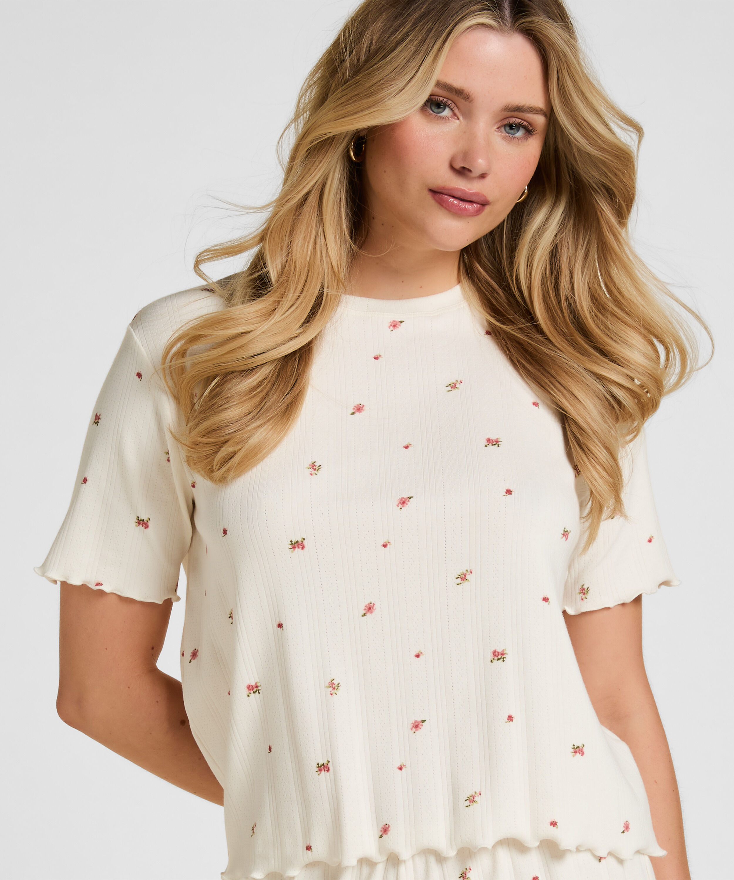 Pyjama Top Pointelle, White Pyjama Top Pointelle, White