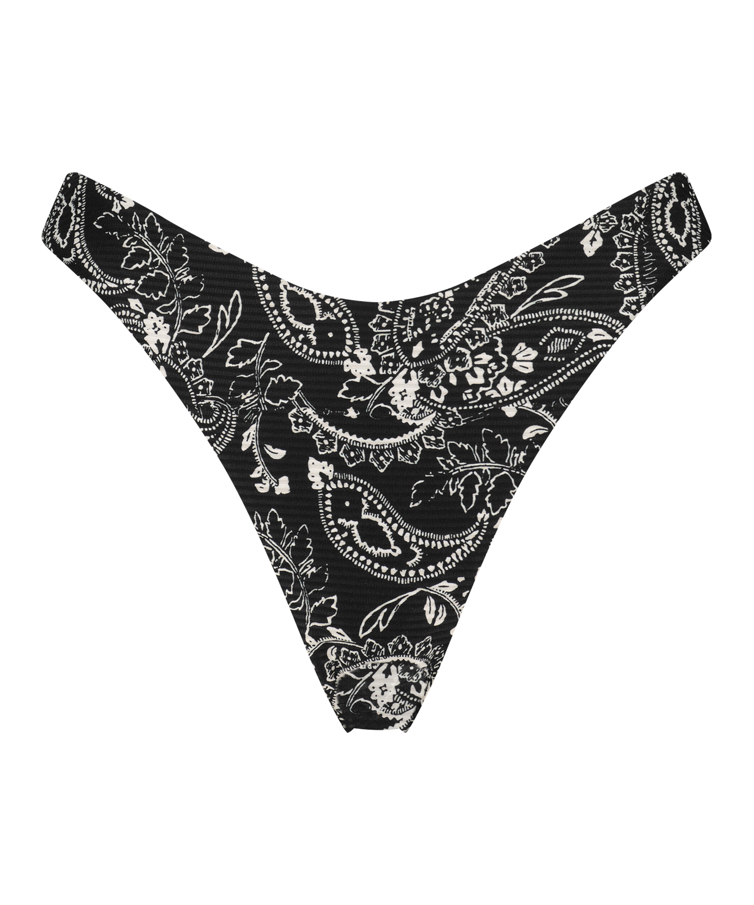 Paisley high-cut brazilian bikini bottoms, Black, main