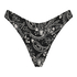 Paisley high-cut brazilian bikini bottoms, Black