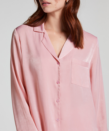 Satin Long-Sleeved Jacket, Pink