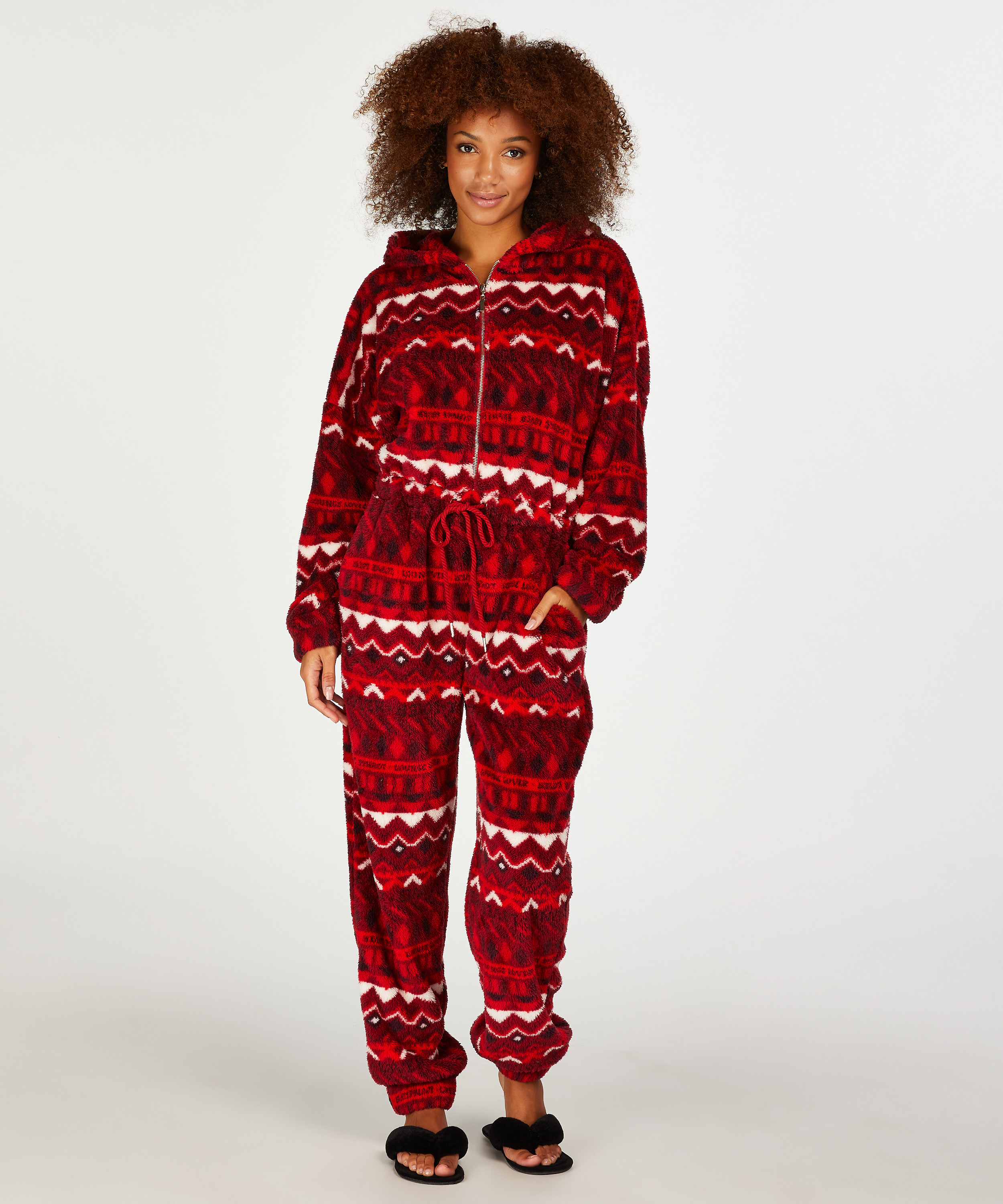 Fair Isle Flannel Fleece Onesie, Red, main