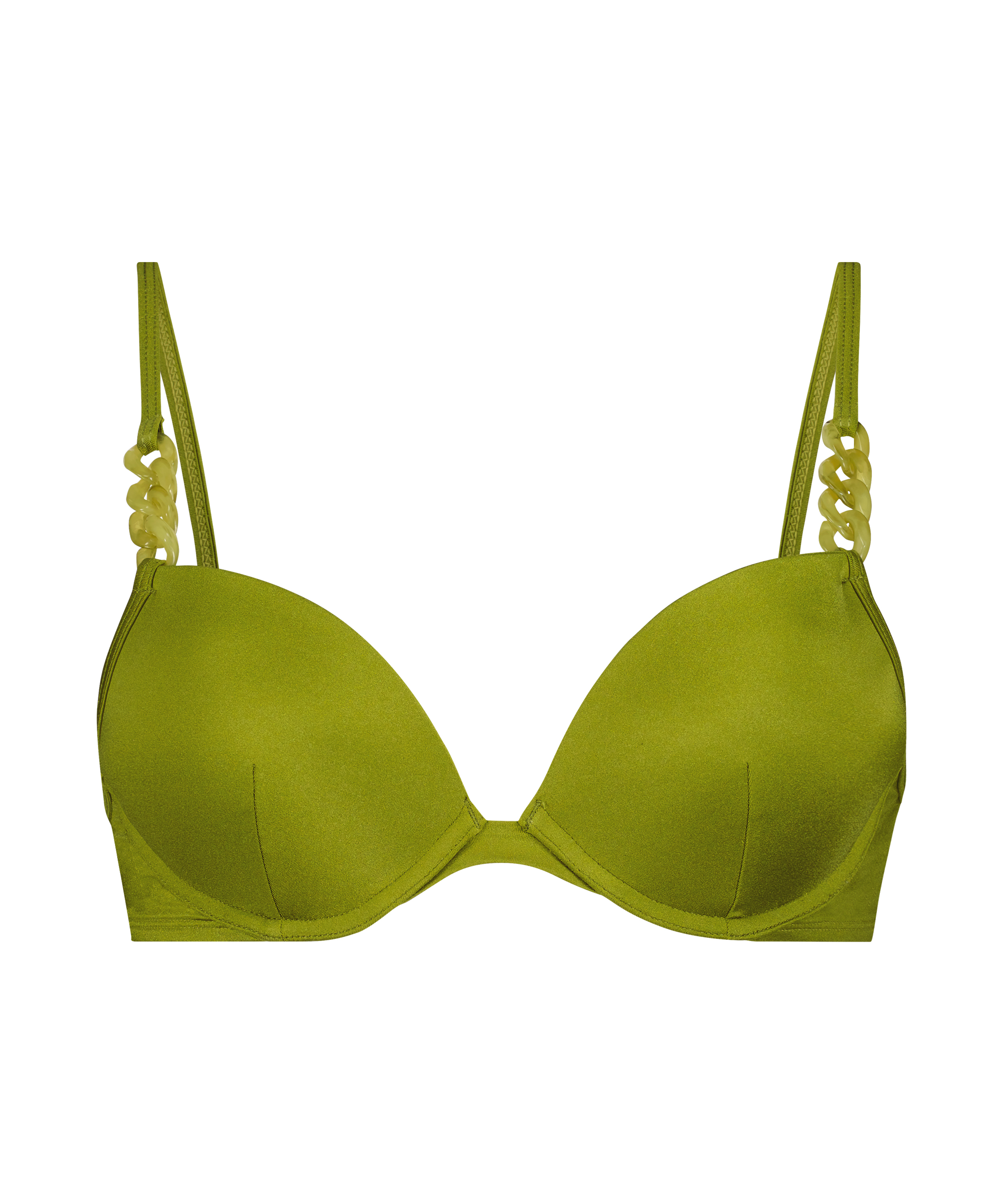 Palm Padded Push-up Underwired Bikini Top, Green, main