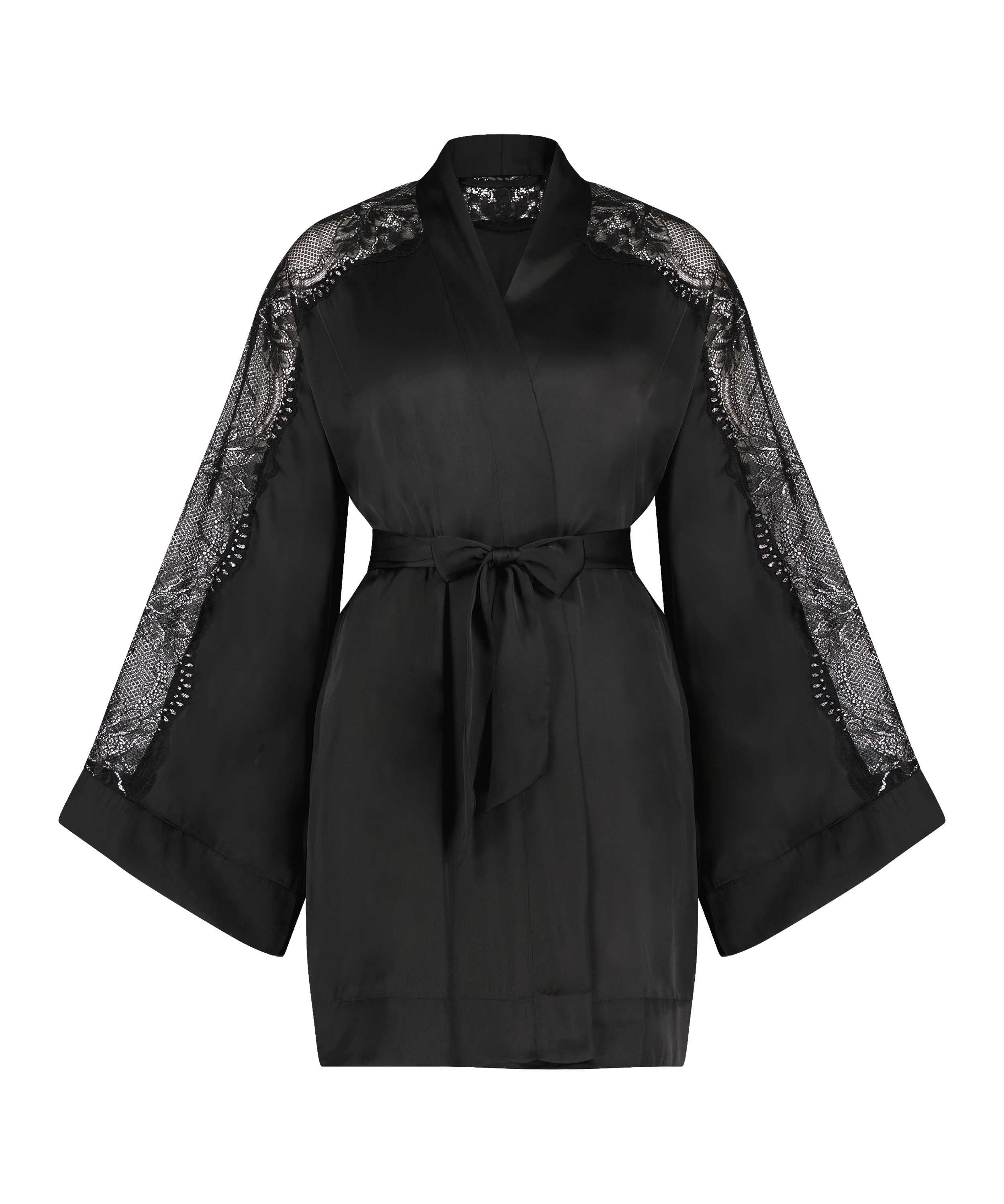 Donna Sparkle Satin Kimono, Black, main