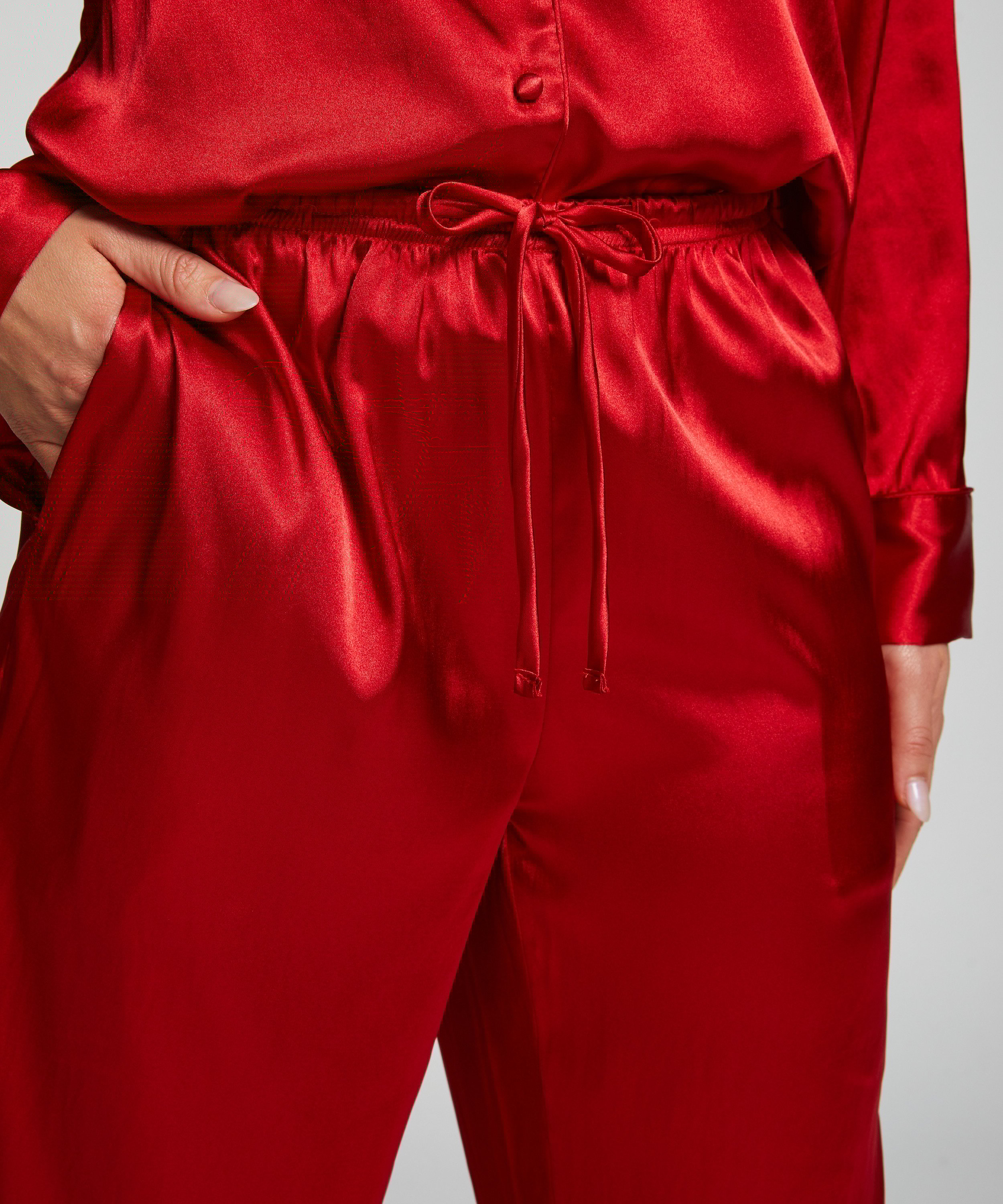 Satin Trousers, Red, main