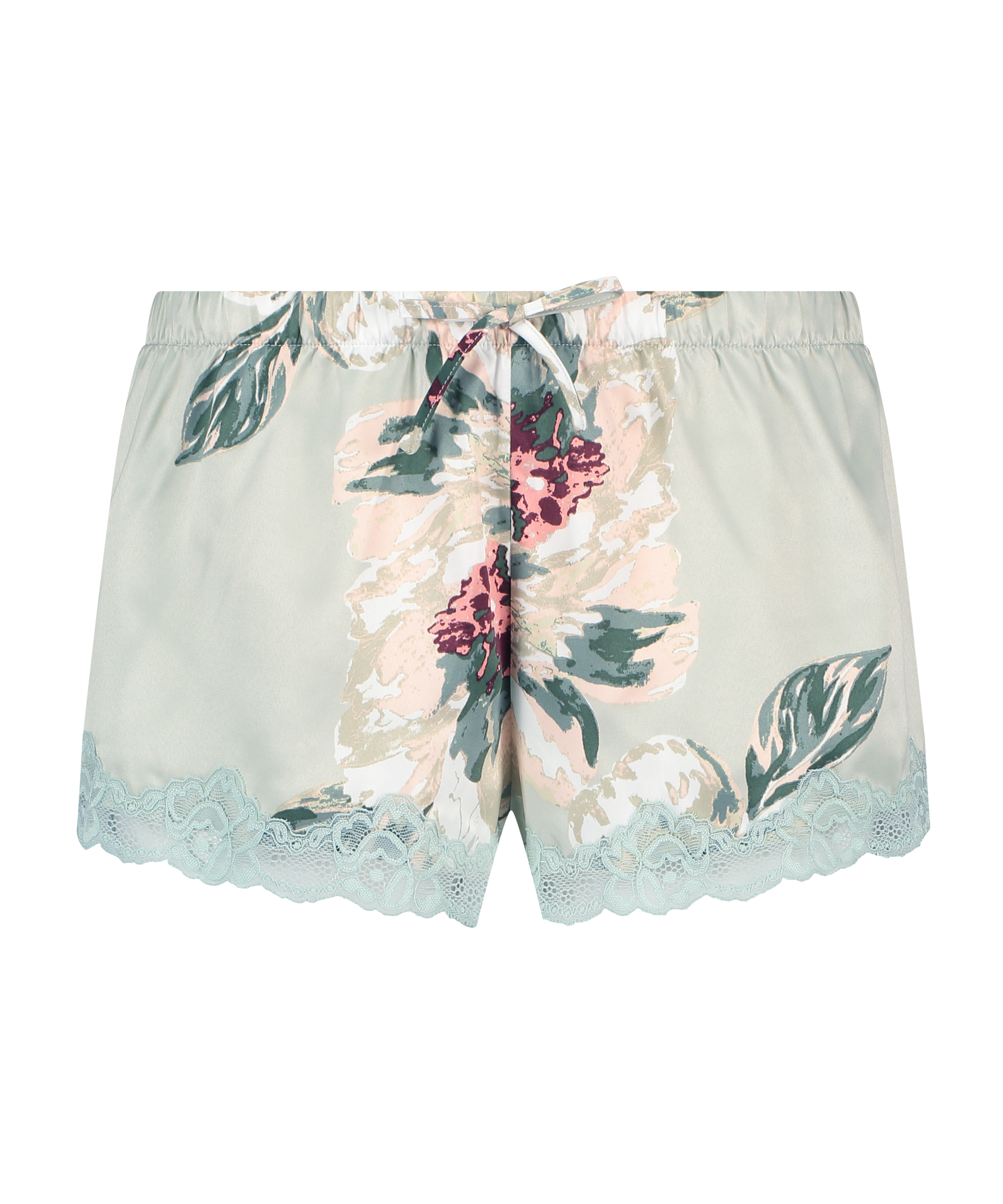 Satin Pyjama Shorts, Blue, main