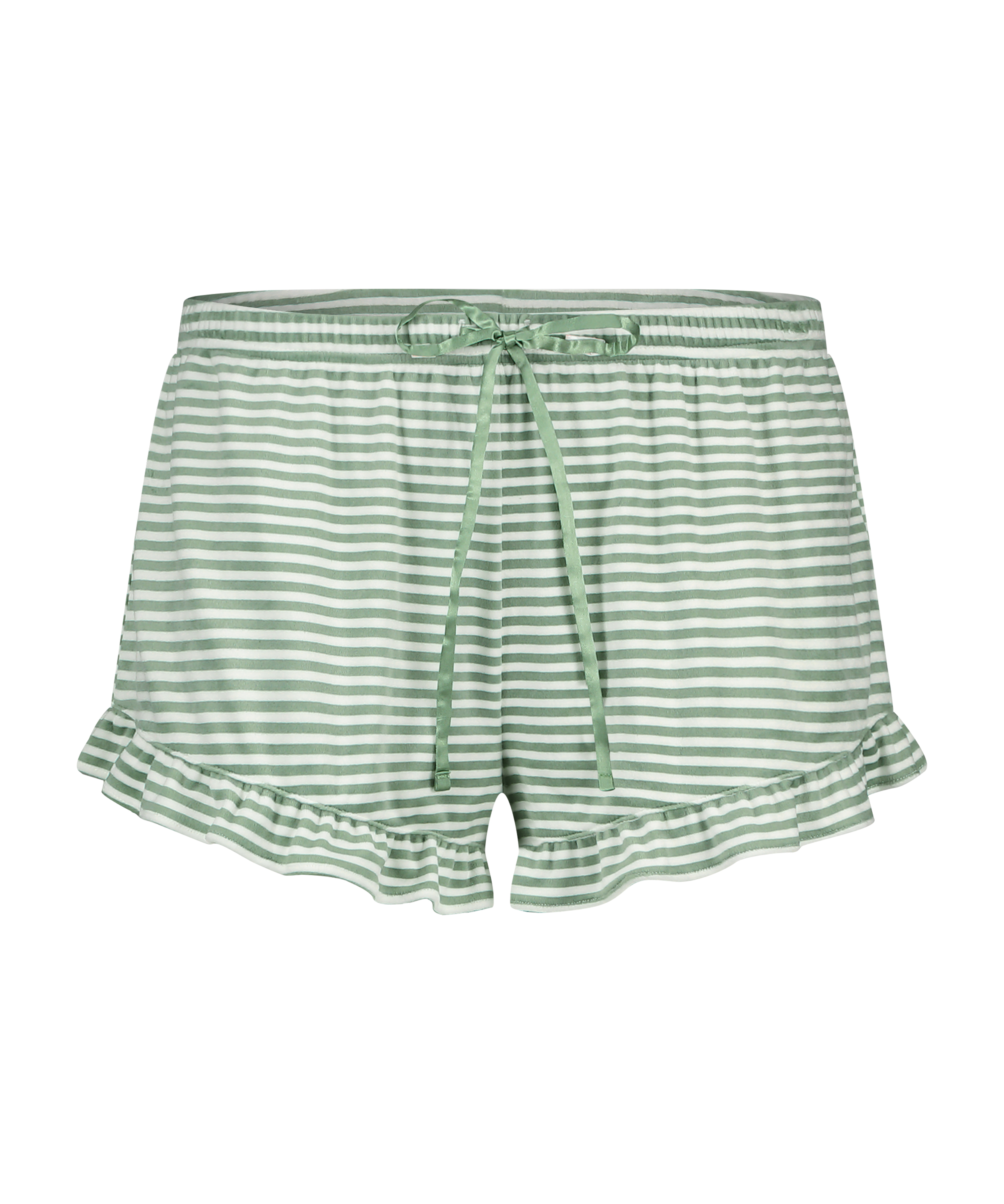 Velours Ruffle Shorts, Green, main