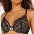 Rose padded push-up bra, Black