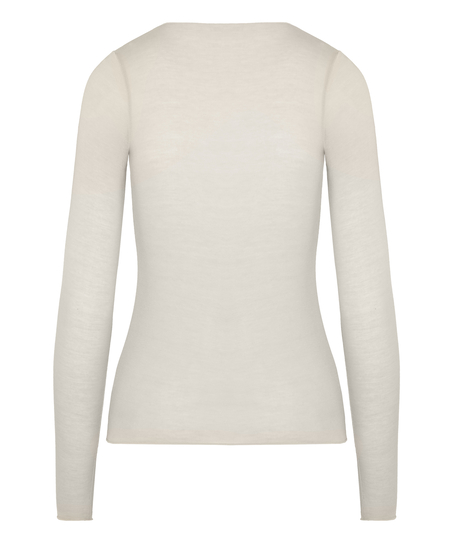 super soft Lace V-Neck shirt with Cashmere, White