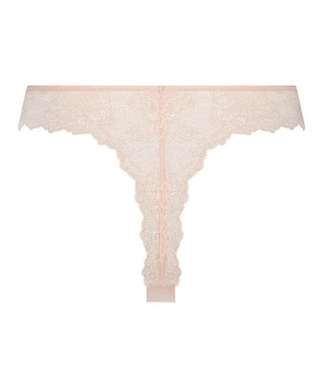 Lace Back Invisible Thong, Pink