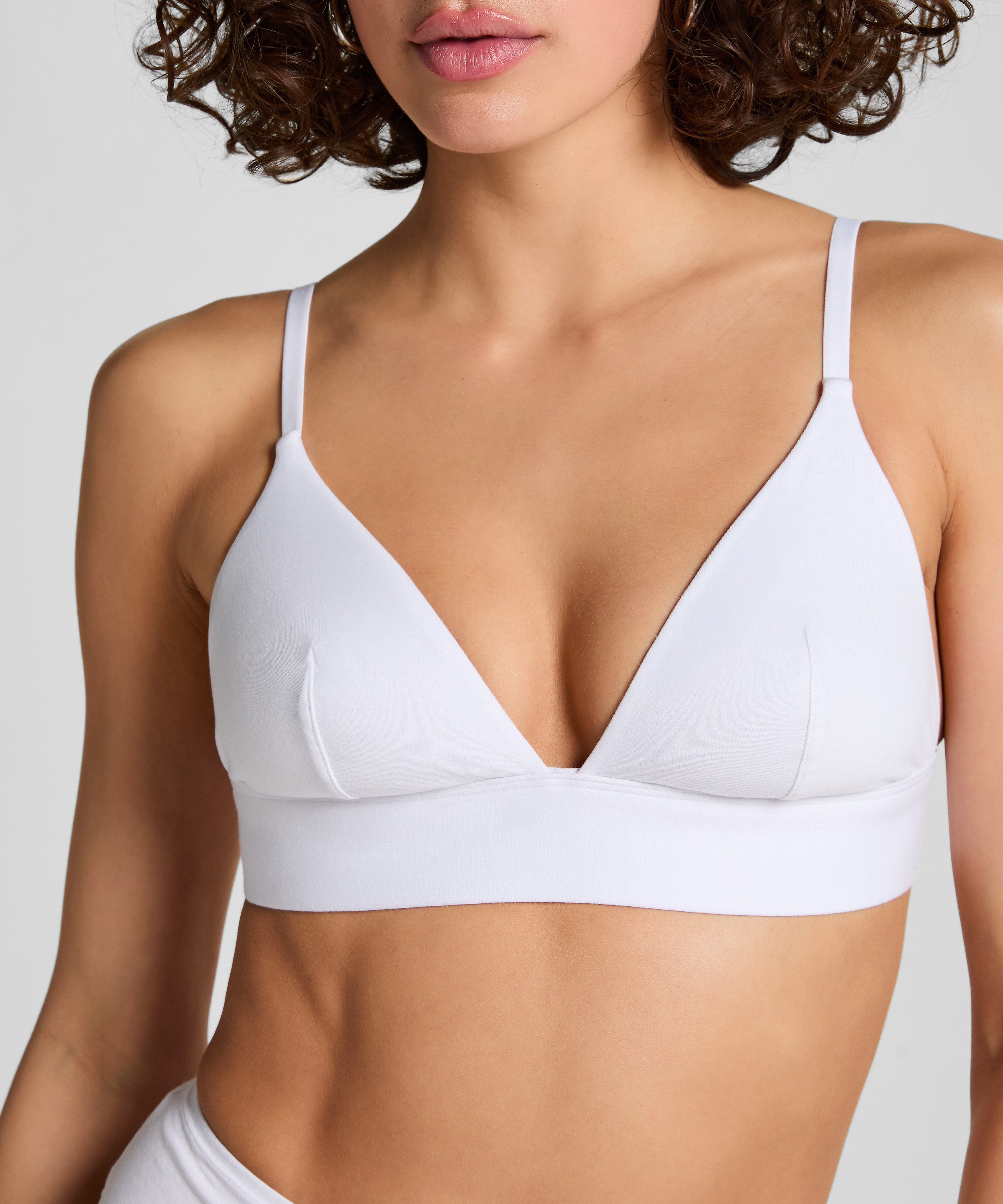 Cotton Bralette, White, main