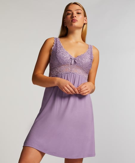 Nora Lace Slip Dress, Purple
