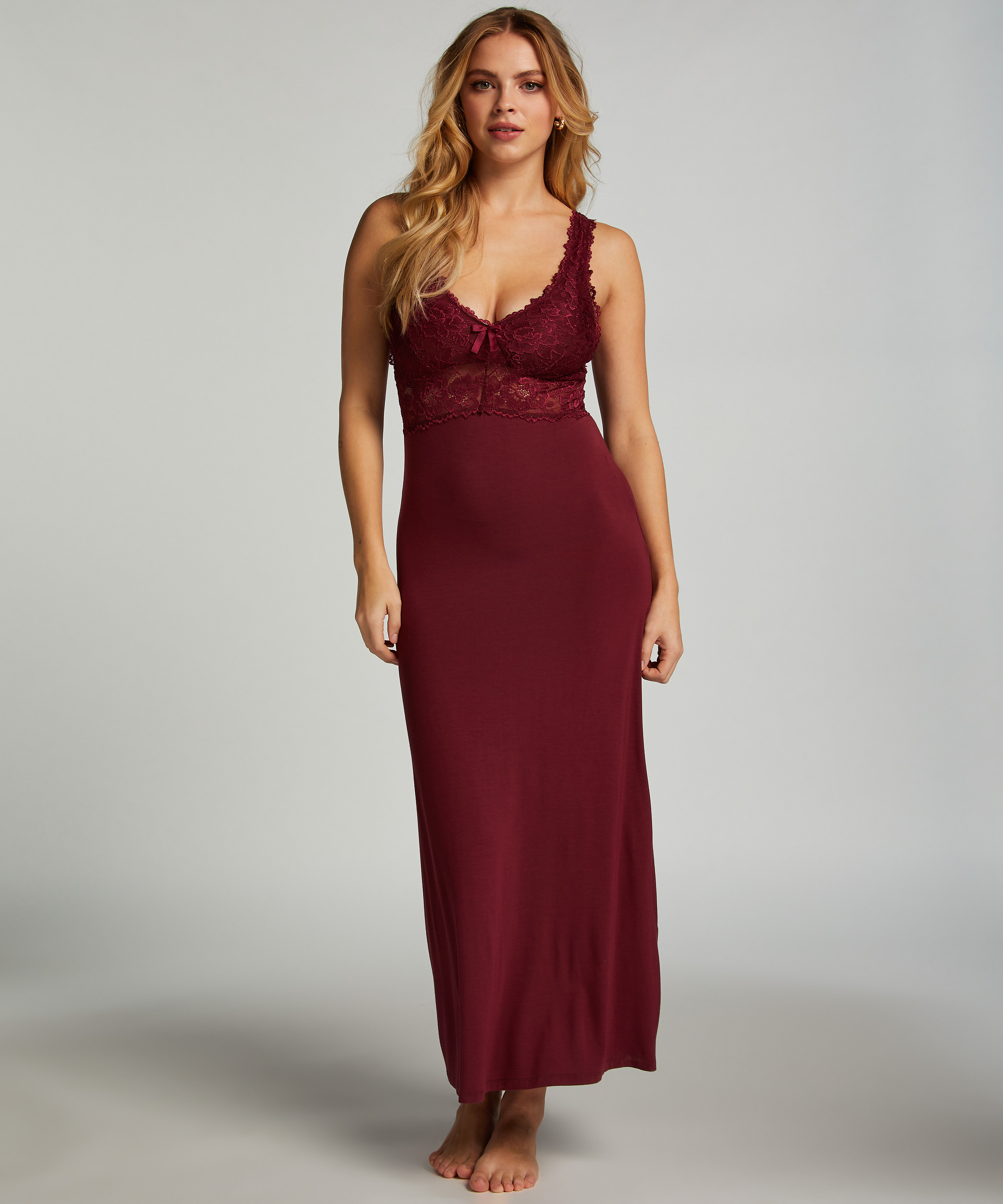 Nora Lace Long Slip Dress, Purple, main